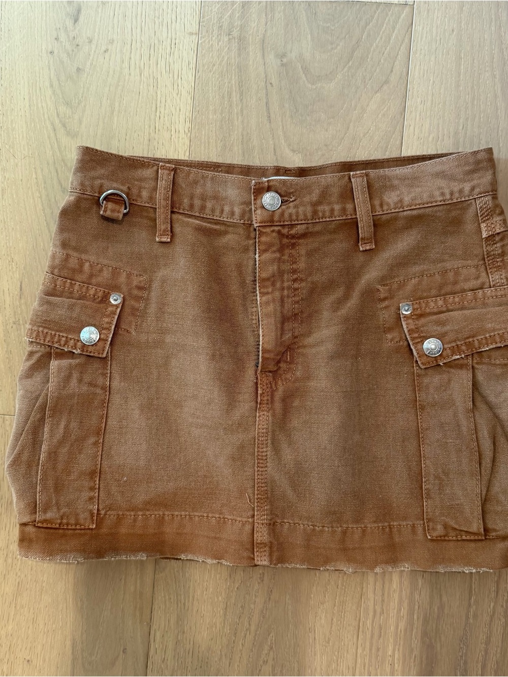 REDONE Women's Brown Cargo Mini Skirt